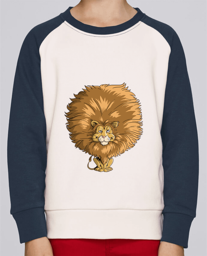 Sweatshirt Kids Round Neck Stanley Mini Contrast Lion à grosse crinière by Tomi Ax - tomiax.fr