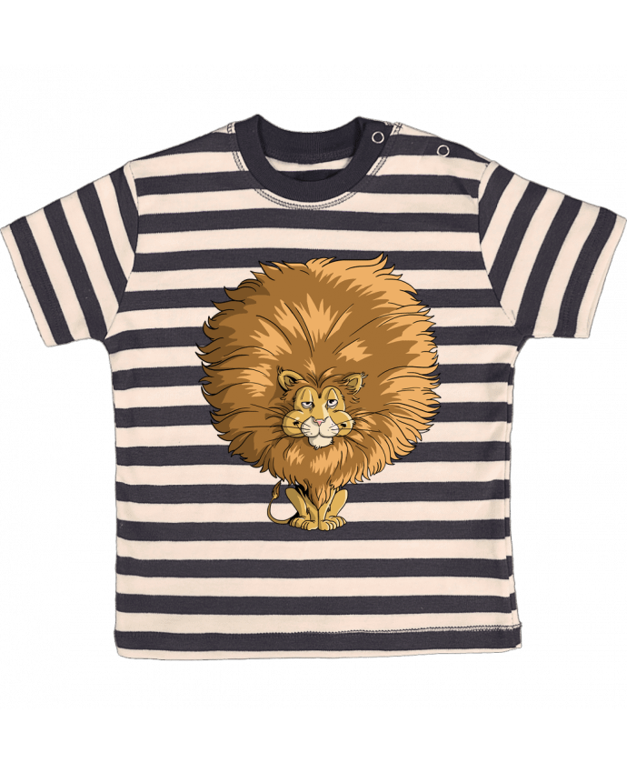 T-shirt baby with stripes Lion à grosse crinière by Tomi Ax - tomiax.fr