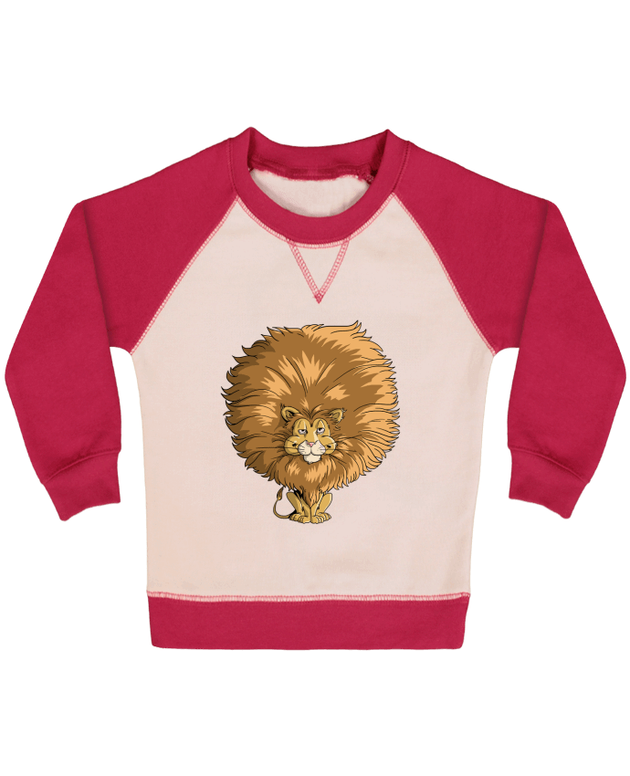 Sweatshirt Baby crew-neck sleeves contrast raglan Lion à grosse crinière by Tomi Ax - tomiax.fr