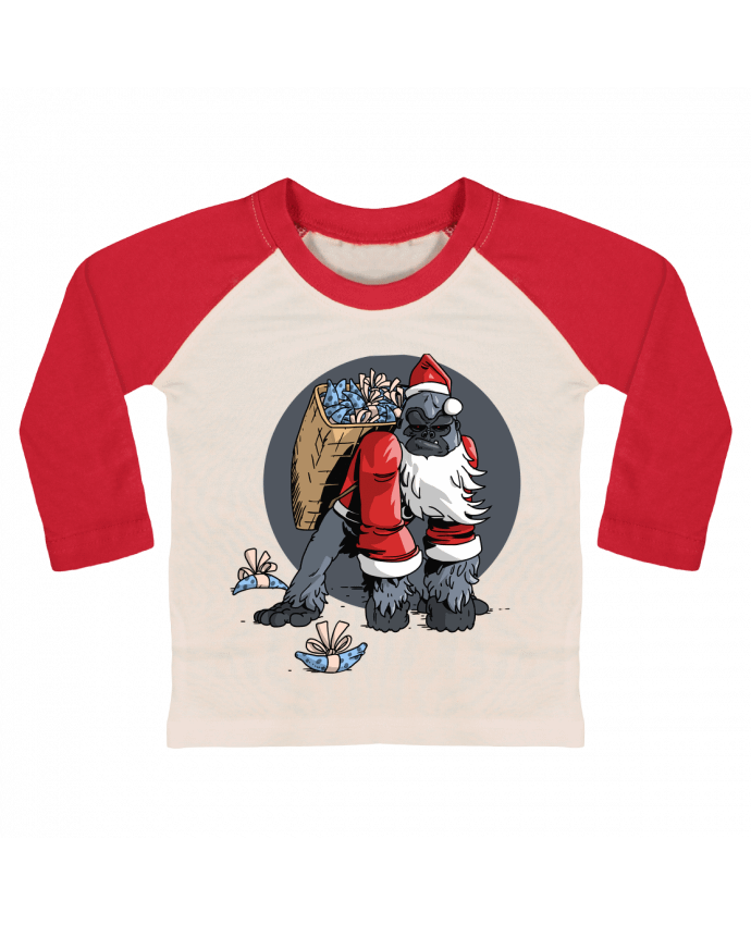 Camiseta Bebé Béisbol Manga Larga Le Noël du Gorille por Tomi Ax - tomiax.fr