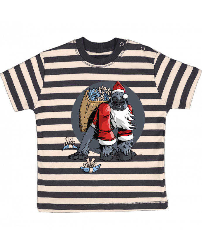 Tee-shirt bébé à rayures Le Noël du Gorille par Tomi Ax - tomiax.fr