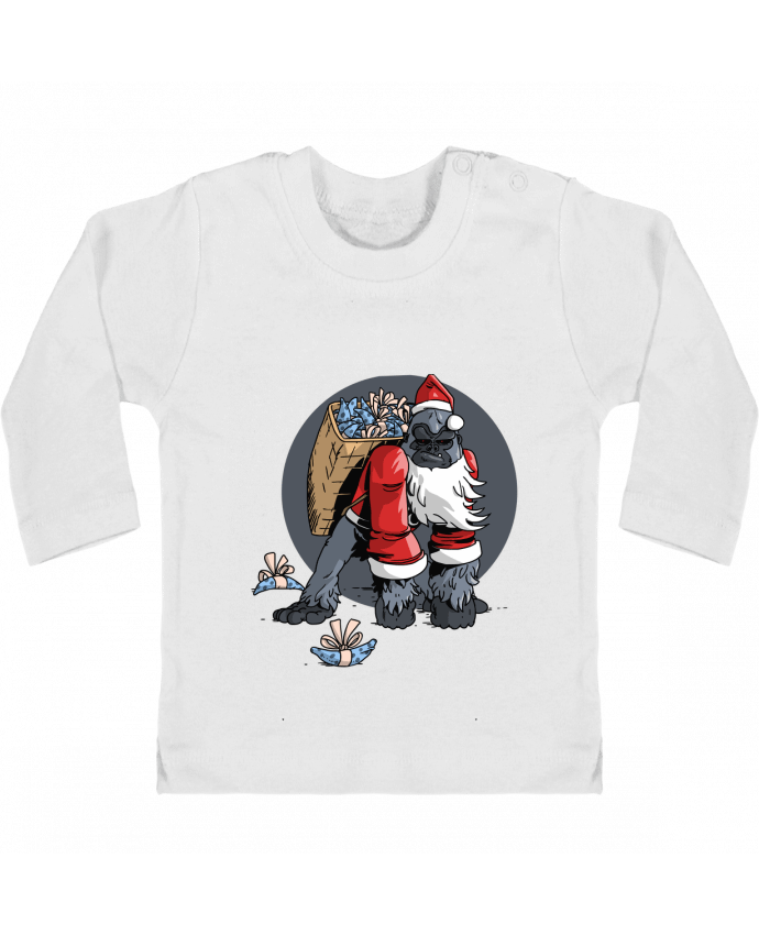 Camiseta Bebé Manga Larga con Botones  Le Noël du Gorille manches longues du designer Tomi Ax - tomiax.fr