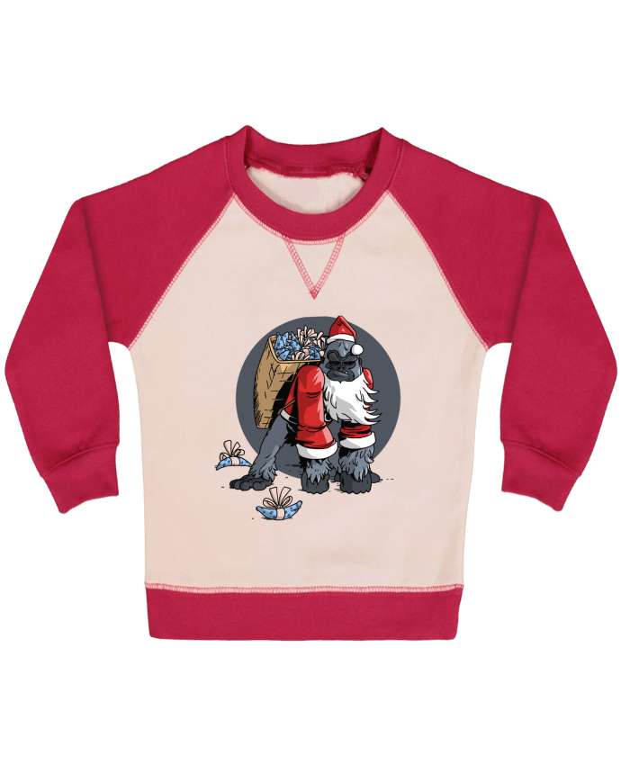 Sweatshirt Baby crew-neck sleeves contrast raglan Le Noël du Gorille by Tomi Ax - tomiax.fr