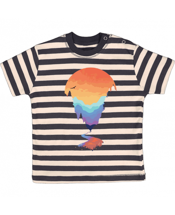 T-shirt baby with stripes Paysage de montagne by jorrie