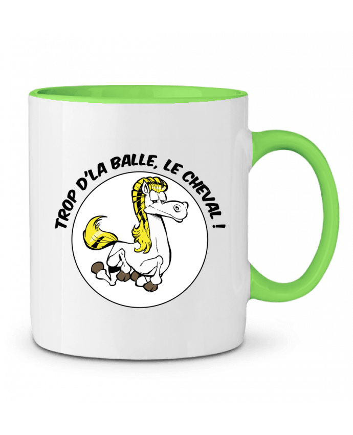 Mug bicolore Trop d'la balle, le cheval Tomi Ax - tomiax.fr