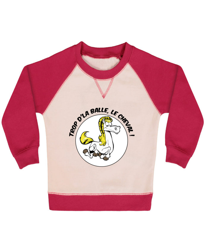 Sweatshirt Baby crew-neck sleeves contrast raglan Trop d'la balle, le cheval by Tomi Ax - tomiax.fr