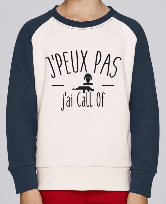 Sweatshirt Kids Round Neck Stanley Mini Contrast Je peux pas j'ai call of by FRENCHUP-MAYO