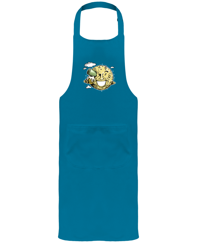 Garden or Sommelier Apron with Pocket Lune & bière by Tomi Ax - tomiax.fr