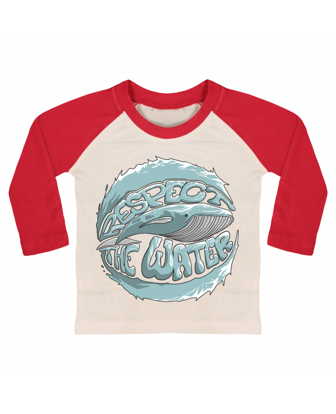 T-shirt baby Baseball long sleeve REspect the Water - Whale by Tomi Ax - tomiax.fr