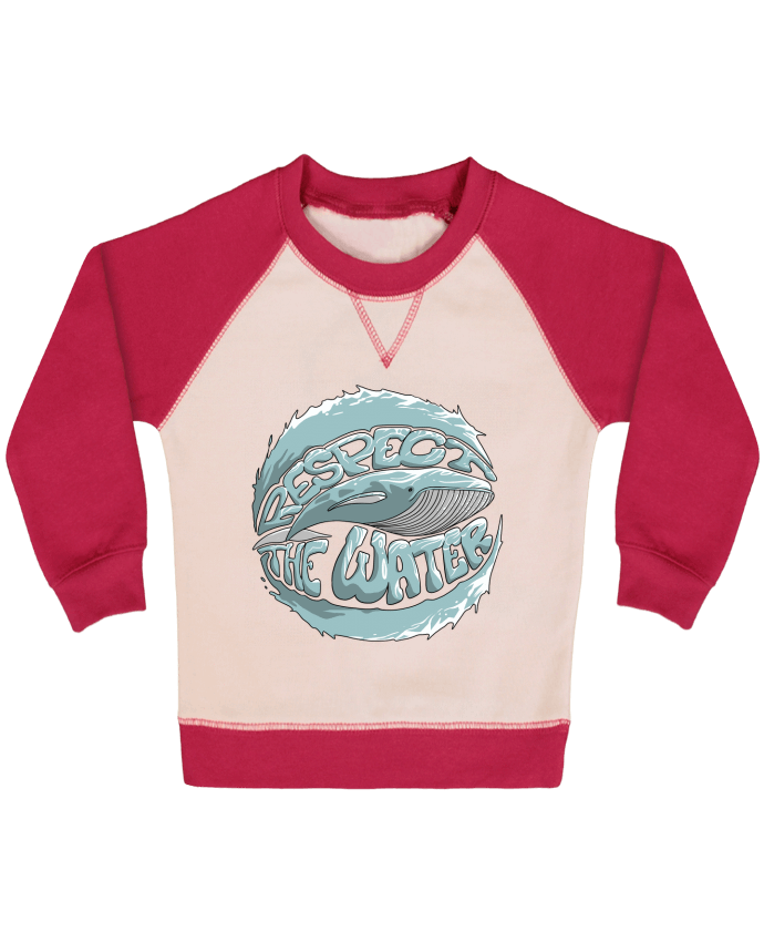 Sweatshirt Baby crew-neck sleeves contrast raglan REspect the Water - Whale by Tomi Ax - tomiax.fr