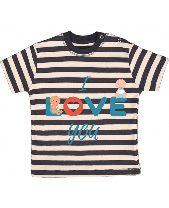 Tee-shirt bébé à rayures I love you par Lovebebe