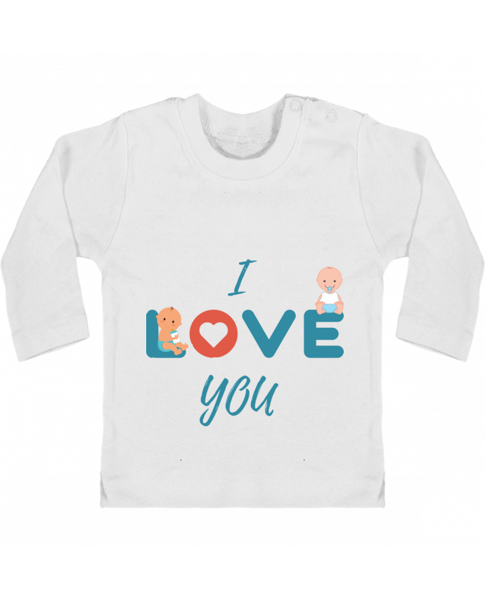 Baby T-shirt with press-studs long sleeve I love you manches longues du designer Lovebebe