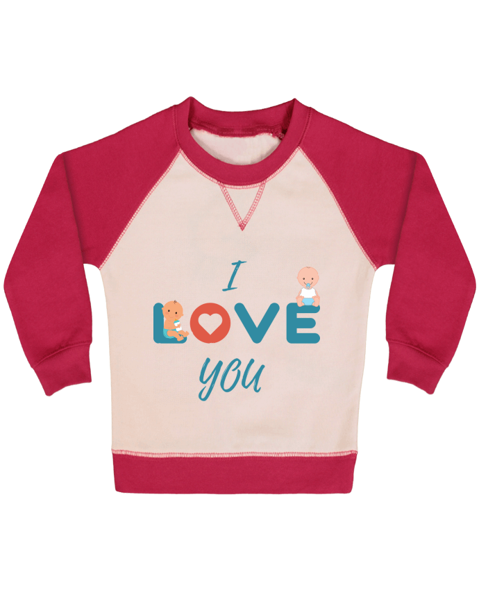 Sweatshirt Baby crew-neck sleeves contrast raglan I love you by Lovebebe
