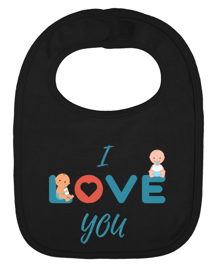 Baby Bib plain and contrast I love you by Lovebebe