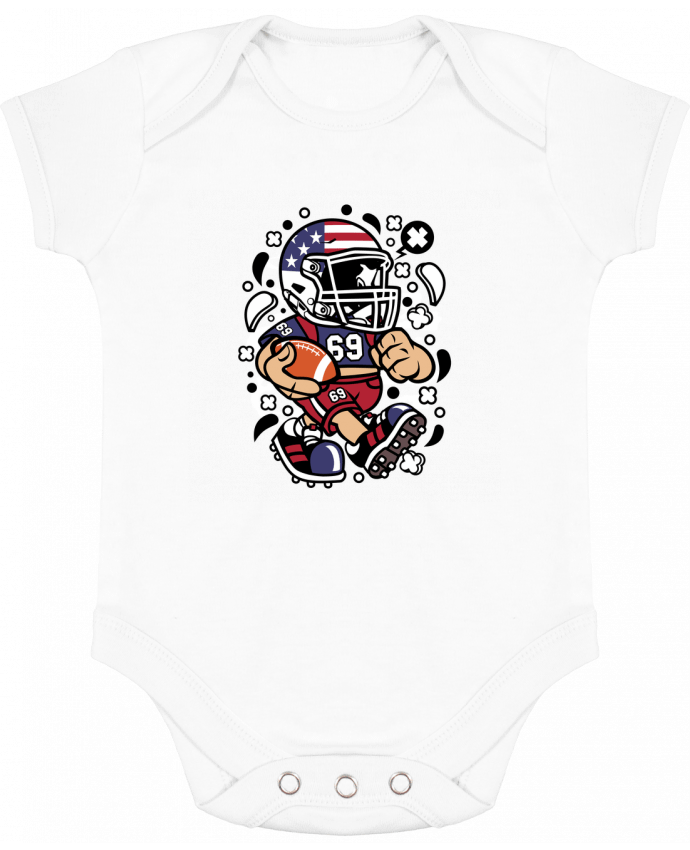 Body bébé manches contrastées Football Américain Cartoon | By Kap Atelier Cartoon par Kap Atelier