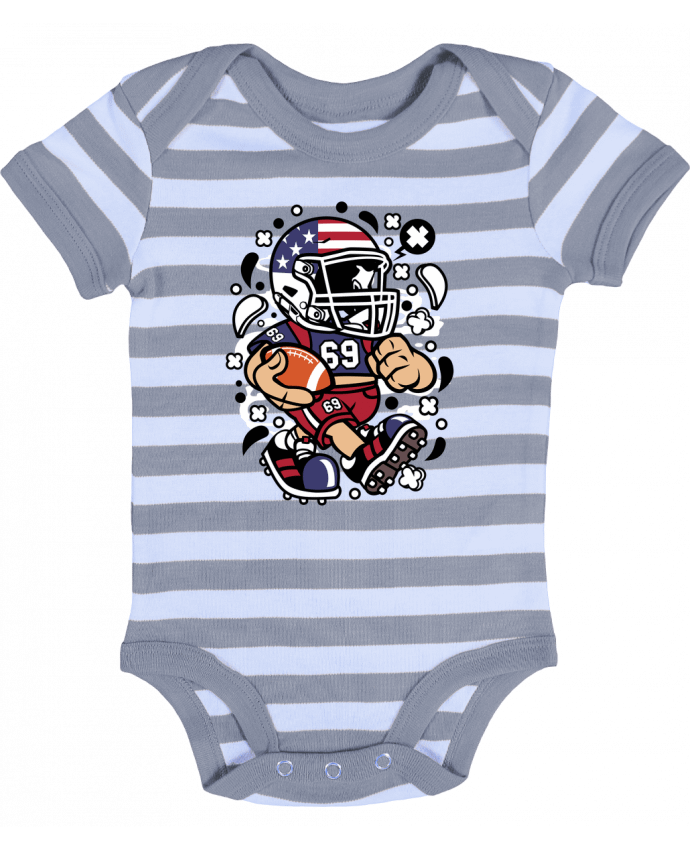 Baby Body striped Football Américain Cartoon | By Kap Atelier Cartoon - Kap Atelier