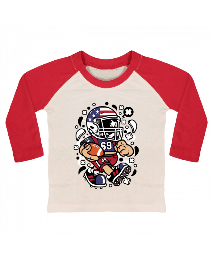 Tee-shirt Bébé Baseball ML Football Américain Cartoon | By Kap Atelier Cartoon par Kap Atelier