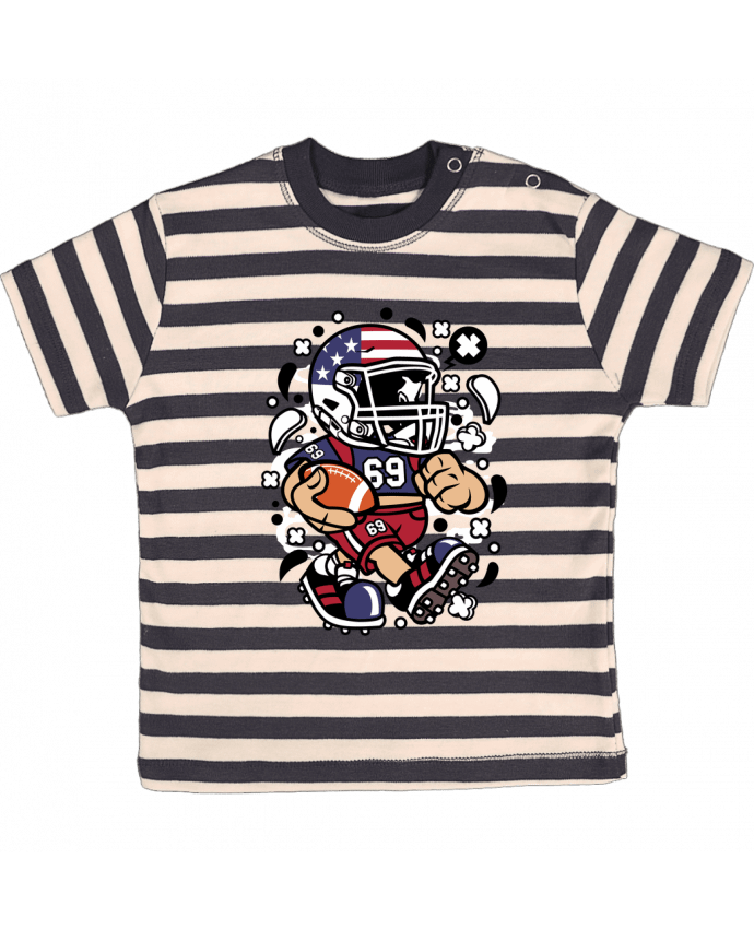 T-shirt baby with stripes Football Américain Cartoon | By Kap Atelier Cartoon by Kap Atelier