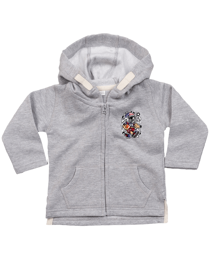 Hoddie with zip for baby Football Américain Cartoon | By Kap Atelier Cartoon by Kap Atelier