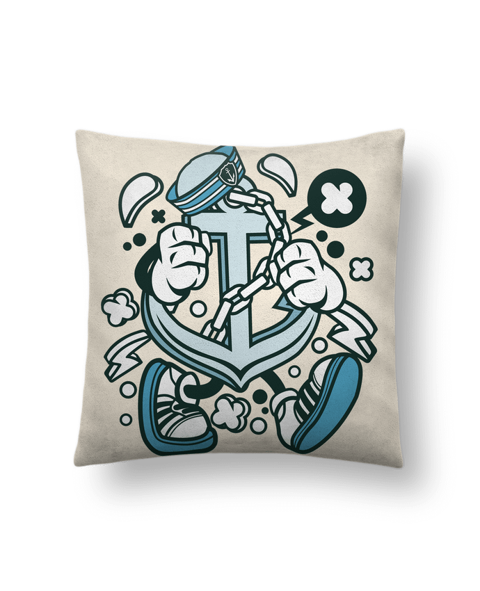 Cushion suede touch 45 x 45 cm Ancre de bateau Cartoon | By Kap Atelier Cartoon by Kap Atelier