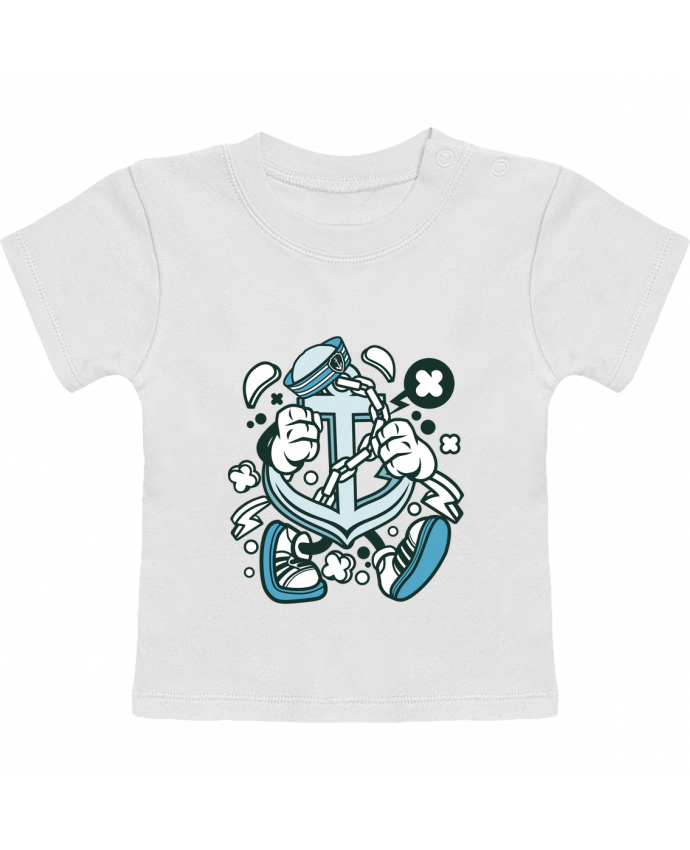 T-Shirt Baby Short Sleeve Ancre de bateau Cartoon | By Kap Atelier Cartoon manches courtes du designer Kap Atelie