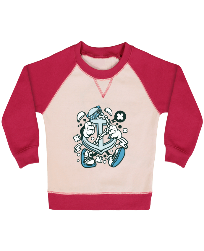 Sweatshirt Baby crew-neck sleeves contrast raglan Ancre de bateau Cartoon | By Kap Atelier Cartoon by Kap Atelier