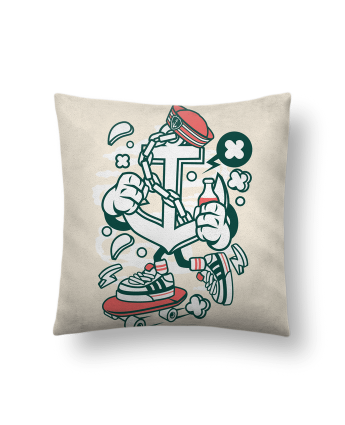 Cushion suede touch 45 x 45 cm Ancre Skateboard Cartoon | By Kap Atelier Cartoon by Kap Atelier