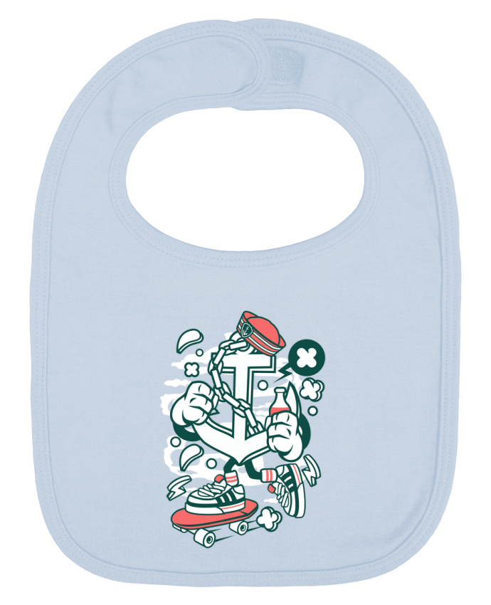 Bavoir bébé uni Ancre Skateboard Cartoon | By Kap Atelier Cartoon par Kap Atelier