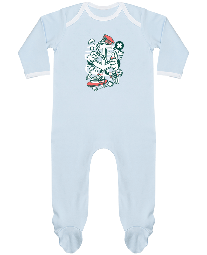 Body Pyjama Bébé Ancre Skateboard Cartoon | By Kap Atelier Cartoon par Kap Atelier
