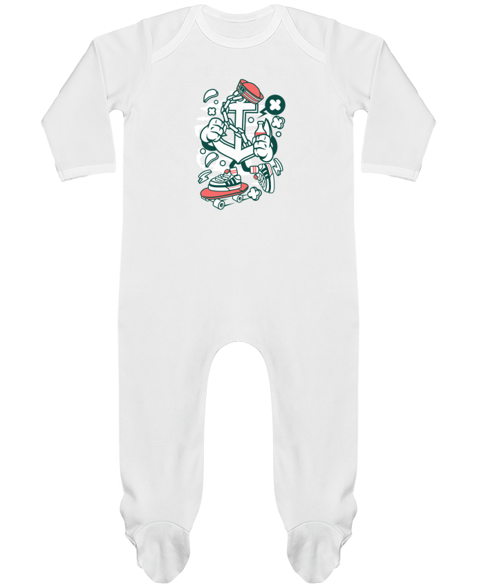 Baby Sleeper long sleeves Contrast Ancre Skateboard Cartoon | By Kap Atelier Cartoon by Kap Atelier