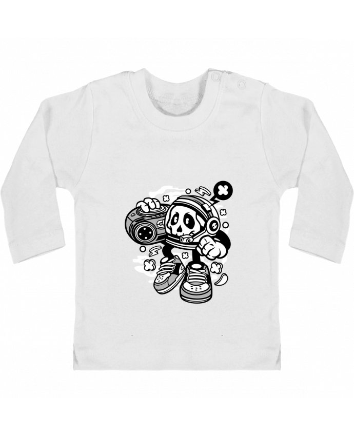 Baby T-shirt with press-studs long sleeve Astronaute Boombox Cartoon | By Kap Atelier Cartoon manches longues du designer Kap Ate