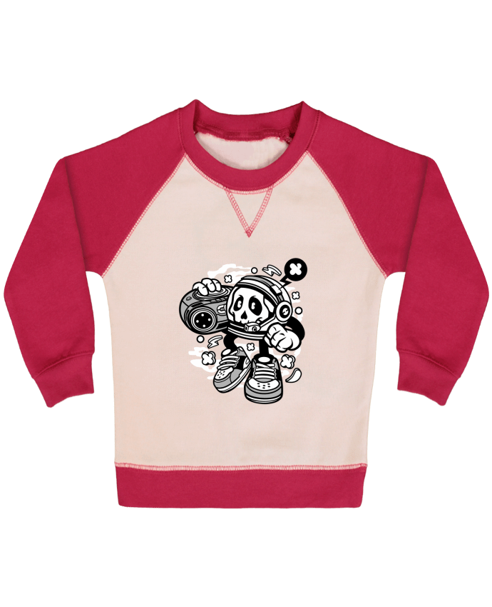 Sweatshirt Baby crew-neck sleeves contrast raglan Astronaute Boombox Cartoon | By Kap Atelier Cartoon by Kap Atelier