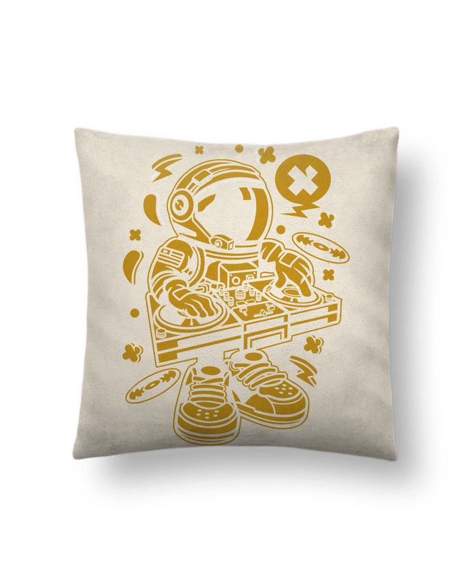 Coussin suédine Dj Astronaute Golden Cartoon | By Kap Atelier Cartoon par Kap Atelier