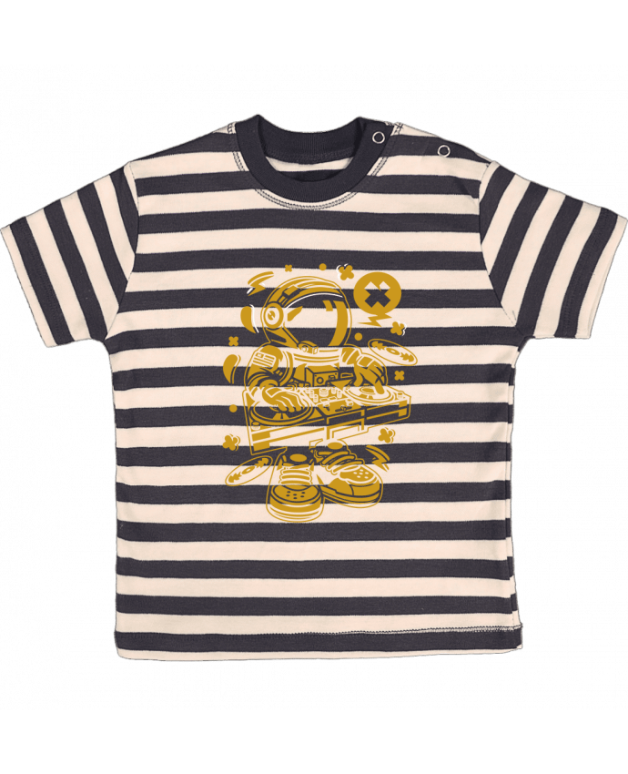 T-shirt baby with stripes Dj Astronaute Golden Cartoon | By Kap Atelier Cartoon by Kap Atelier