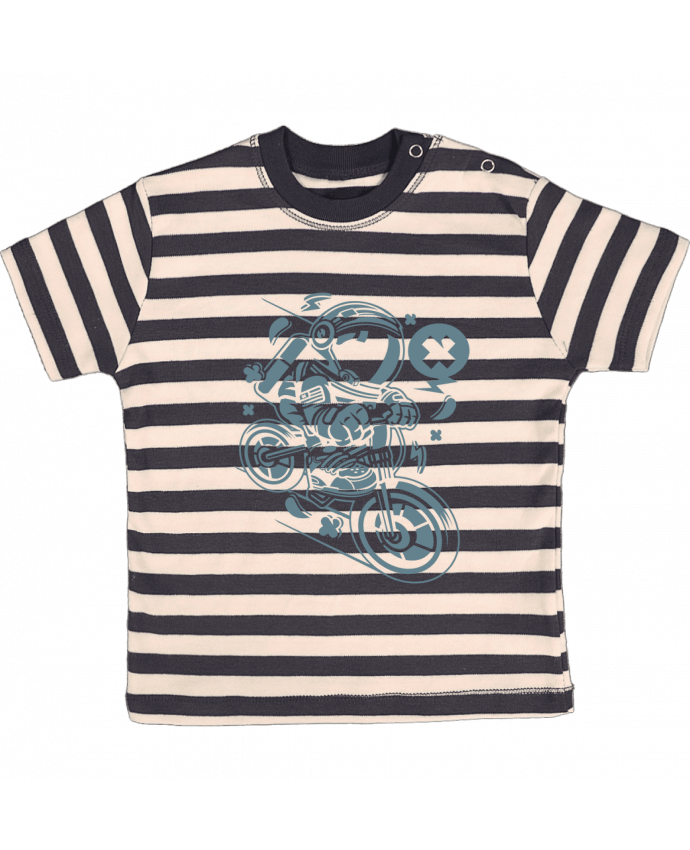 T-shirt baby with stripes Astronaute Motard Cartoon | By Kap Atelier Cartoon by Kap Atelier