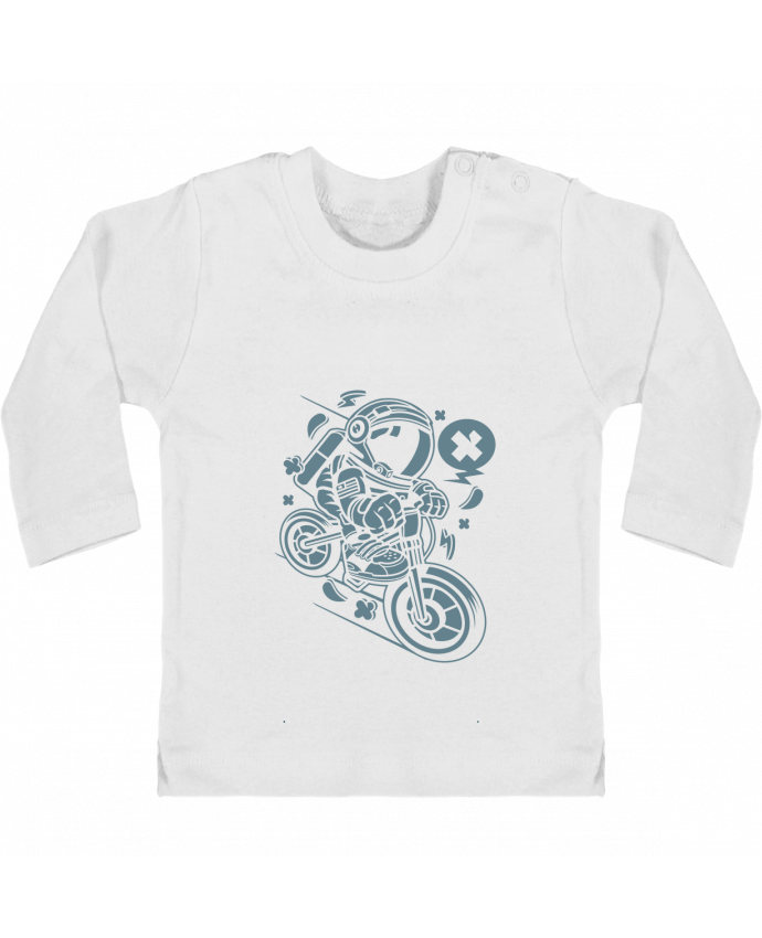 Camiseta Bebé Manga Larga con Botones  Astronaute Motard Cartoon | By Kap Atelier Cartoon manches longues du designer Kap Atel