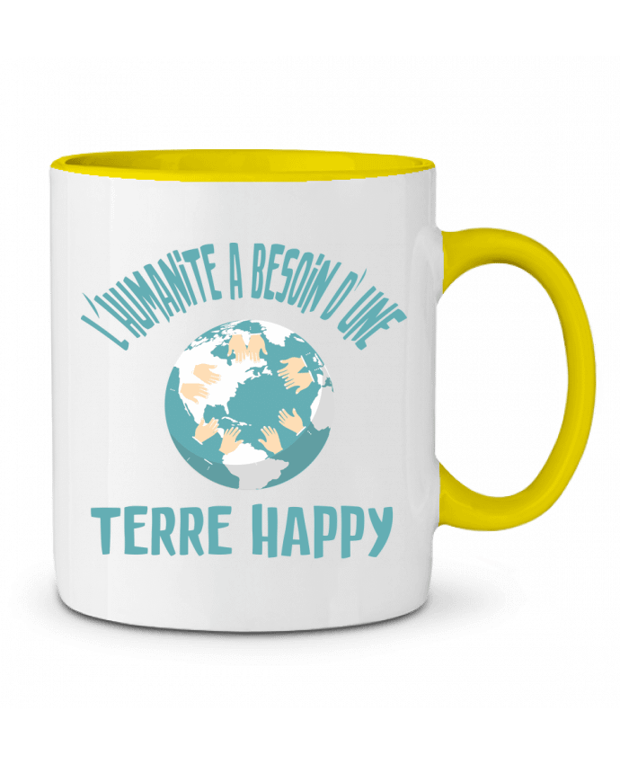 Taza Cerámica Bicolor L'humanité a besoin d'une terre happy jorrie