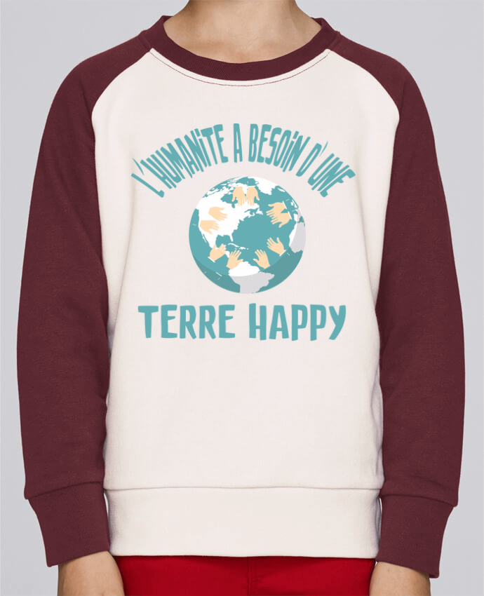 Sweatshirt Kids Round Neck Stanley Mini Contrast L'humanité a besoin d'une terre happy by jorrie
