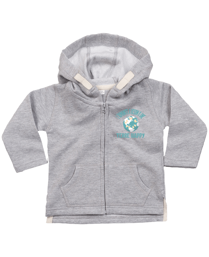Hoddie with zip for baby L'humanité a besoin d'une terre happy by jorrie
