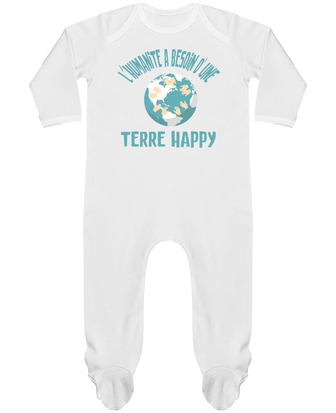 Baby Sleeper long sleeves Contrast L'humanité a besoin d'une terre happy by jorrie