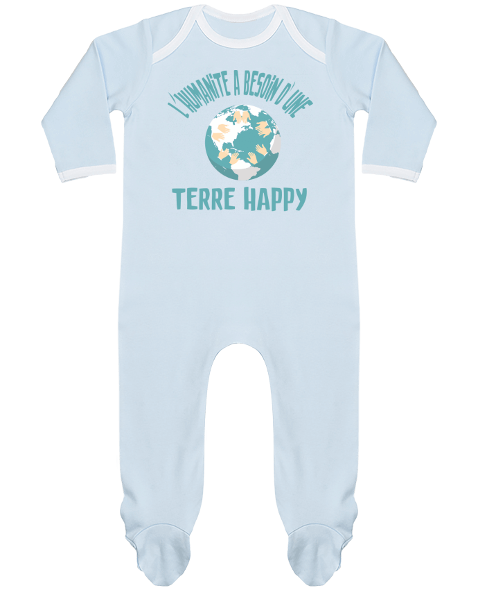 Baby Sleeper long sleeves Contrast L'humanité a besoin d'une terre happy by jorrie