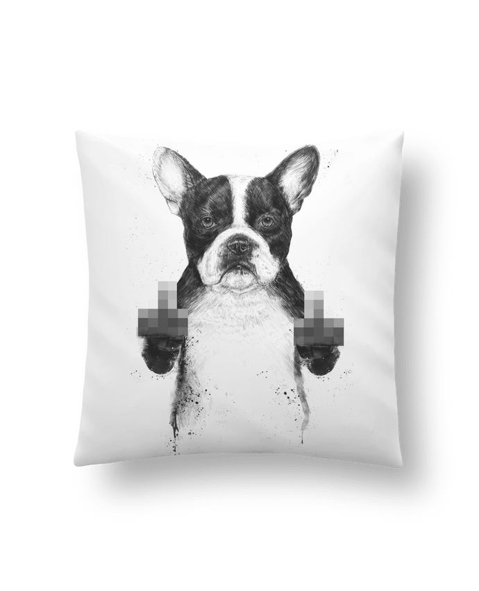 Cushion synthetic soft 45 x 45 cm Censored dog by Balàzs Solti