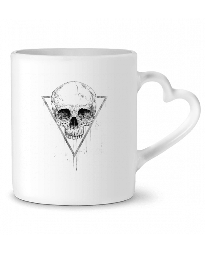 Mug coeur Skull in a triangle (bw) par Balàzs Solti