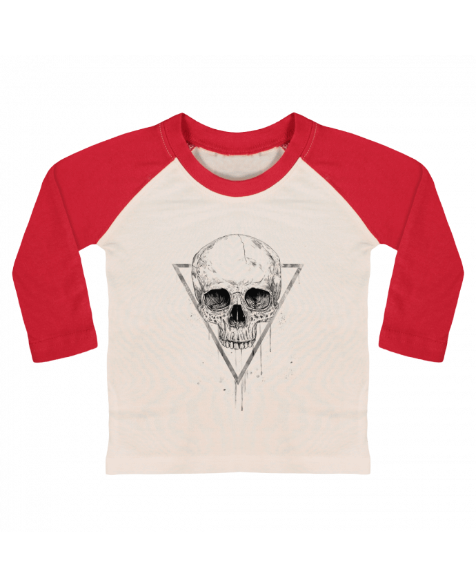 Camiseta Bebé Béisbol Manga Larga Skull in a triangle (bw) por Balàzs Solti
