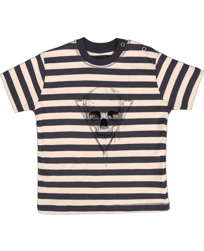 T-shirt baby with stripes Skull in a triangle (bw) by Balàzs Solti