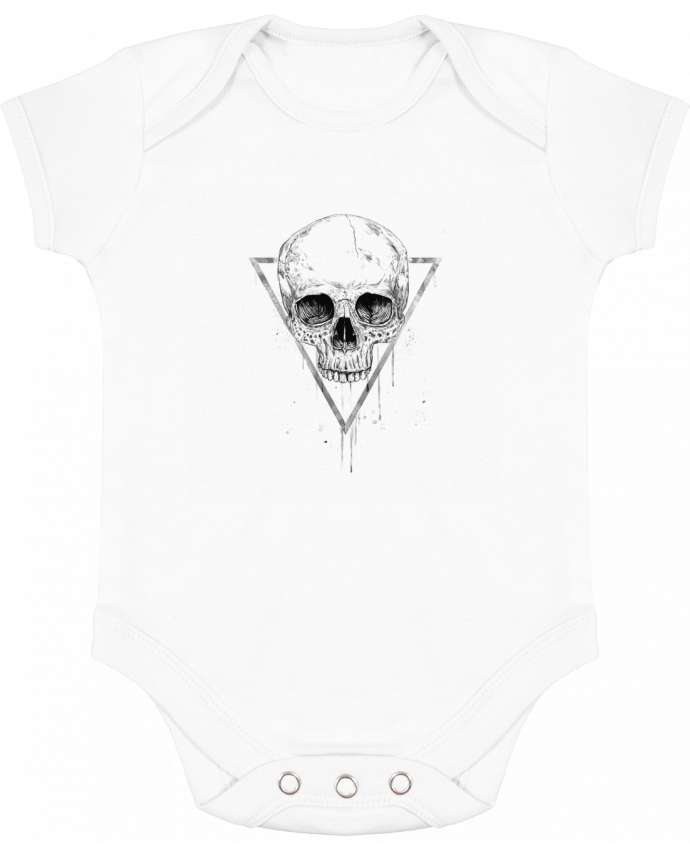 Body bébé manches contrastées Skull in a triangle (bw) par Balàzs Solti