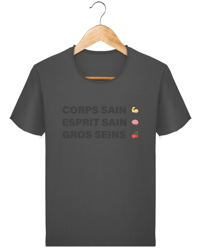  T-shirt Homme vintage Corps sain Esprit Sain gros Seins par tunetoo
