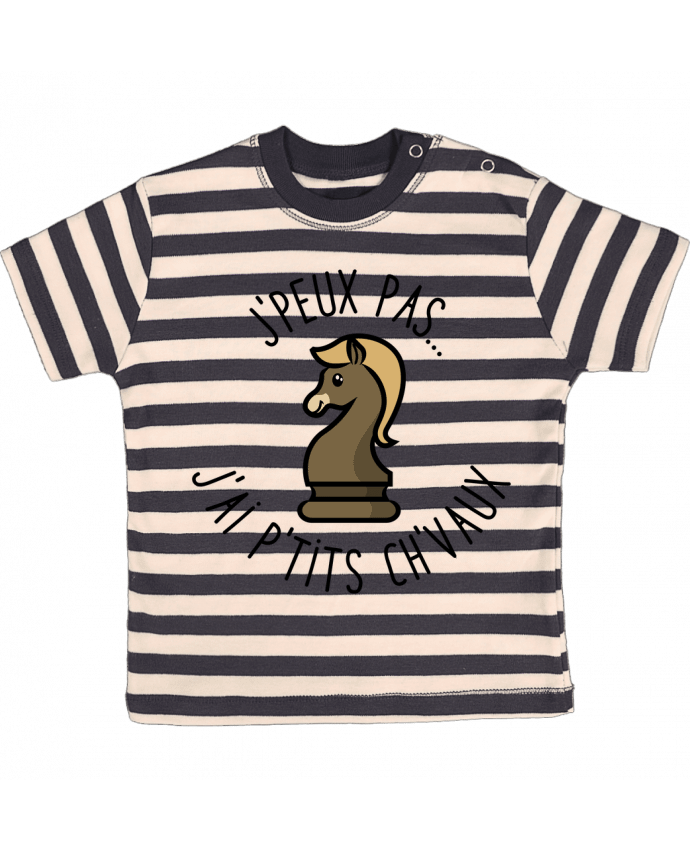 T-shirt baby with stripes je peux pas j'ai petits chevaux by Lamouchenoire38