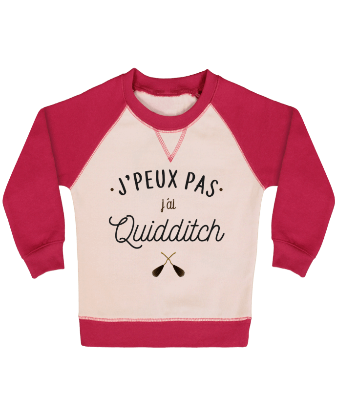 Sweatshirt Baby crew-neck sleeves contrast raglan J'peux pas j'ai Quidditch by La boutique de Laura