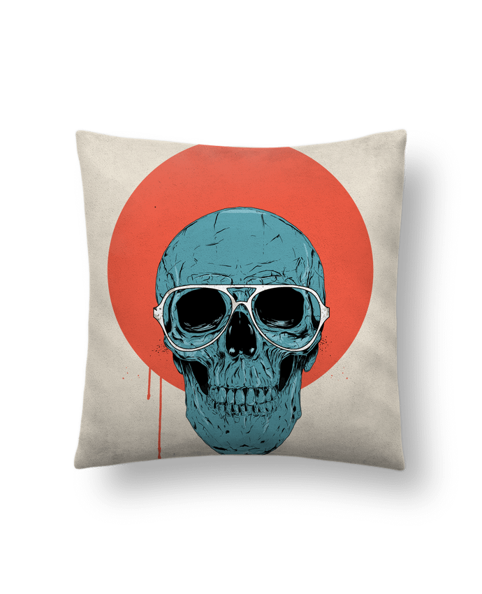 Cushion suede touch 45 x 45 cm Blue skull by Balàzs Solti